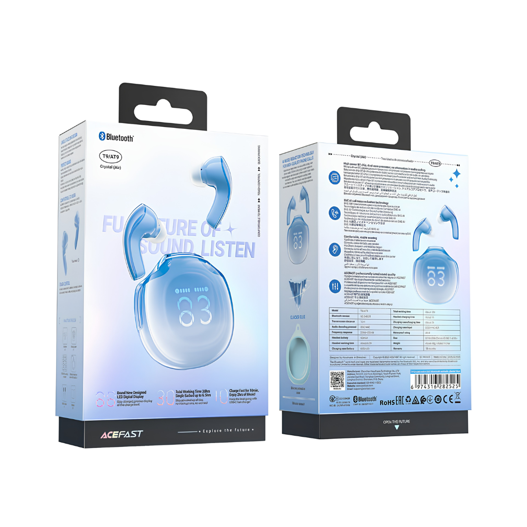 Audífonos Inalámbricos ACEFAST T9 Bluetooth 5.3, Pantalla LED