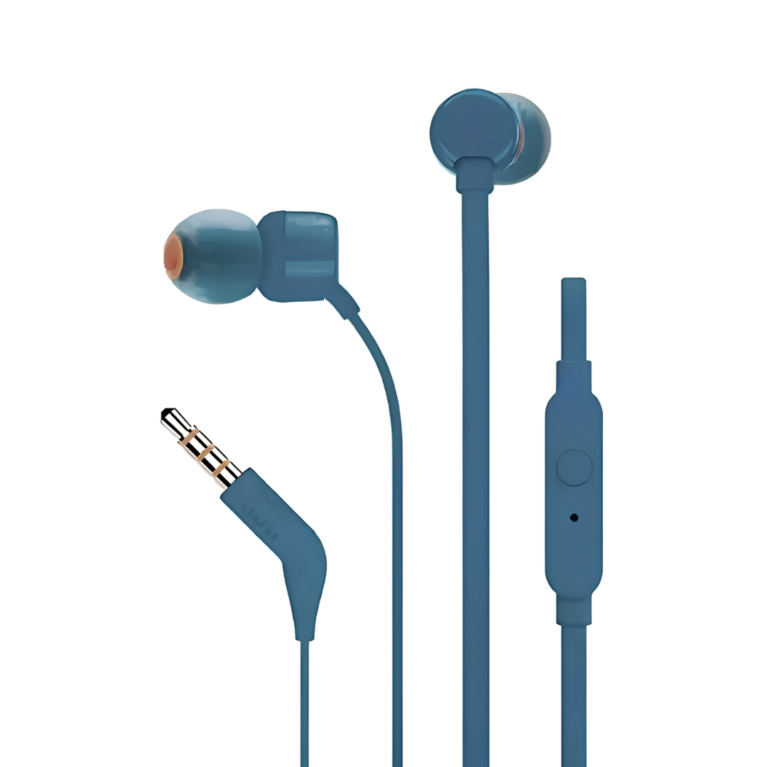 Audífonos JBL T110 In-Ear Alámbricos con Pure Bass, Micrófono y Cable Plano