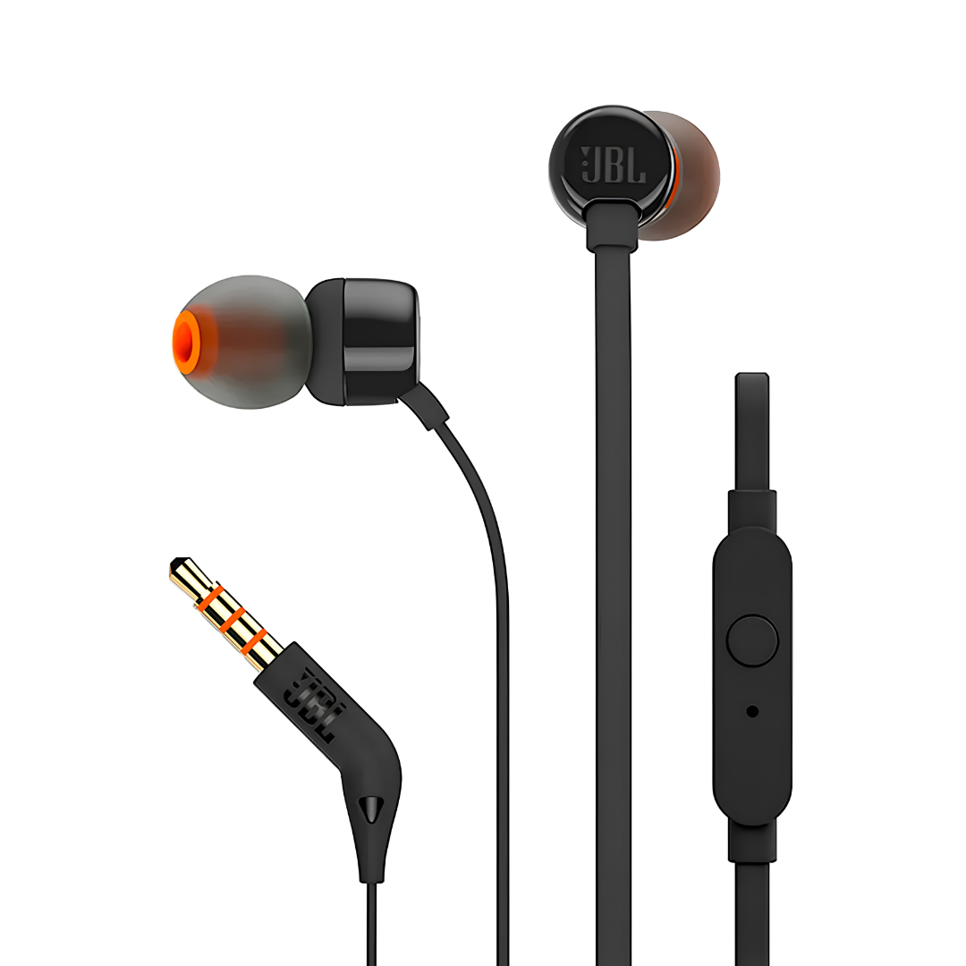 Audífonos JBL T110 In-Ear Alámbricos con Pure Bass, Micrófono y Cable Plano