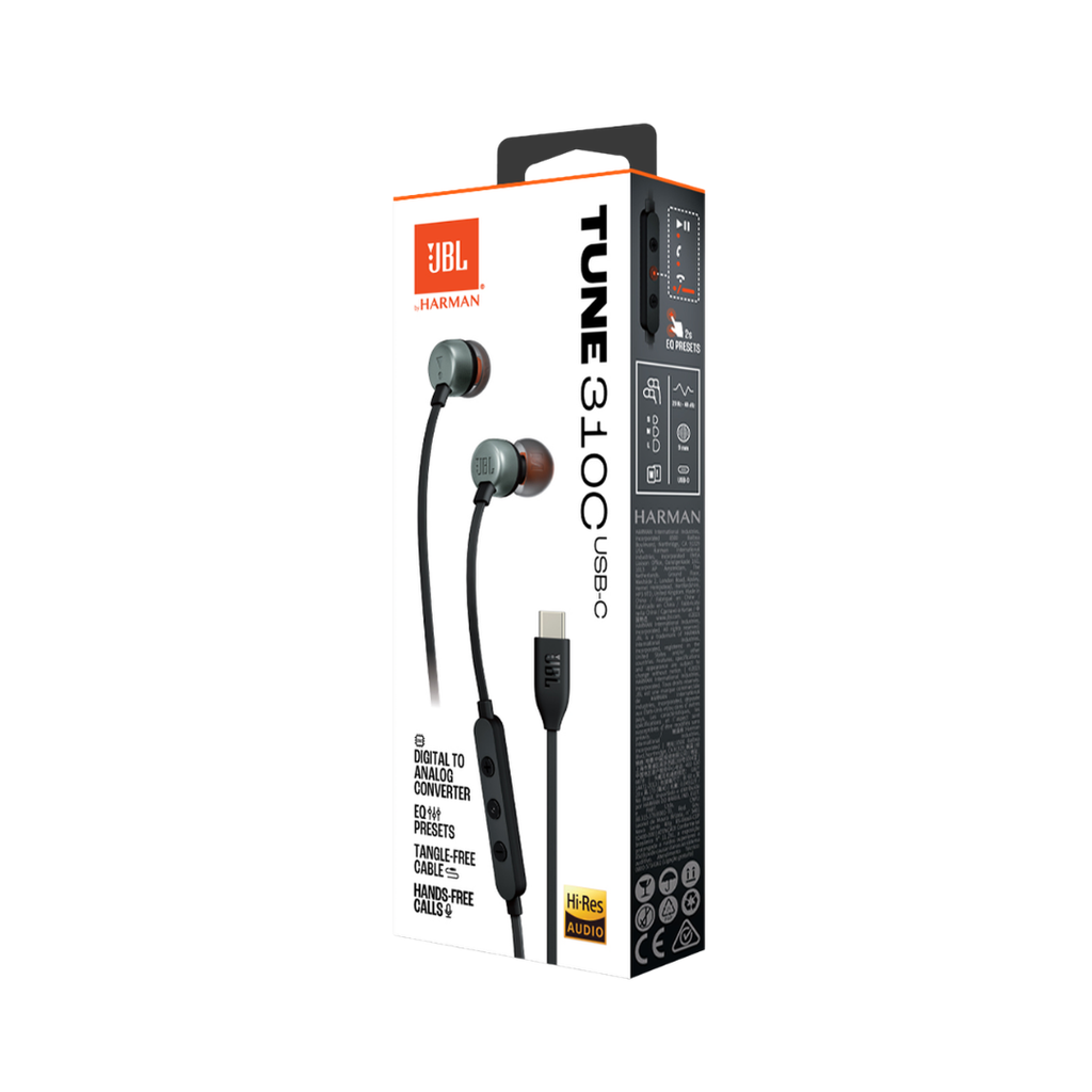 Audífonos JBL Tune 310C USB-C In-Ear con Pure Bass, Hi-Res Audio y Micrófono