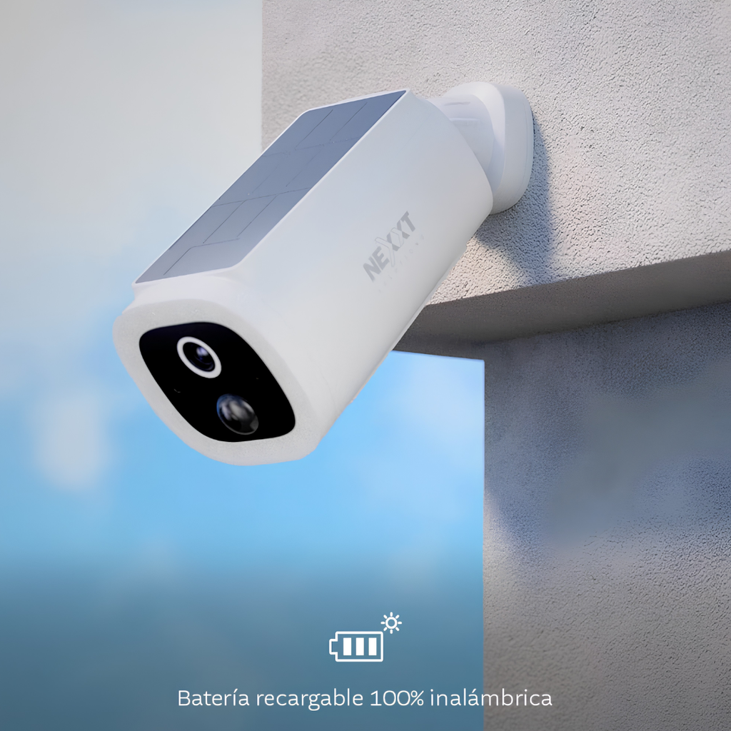 Cámara Inteligente Wi-Fi Nexxt Home 2K QHD con Panel Solar Integrado para Exterior NHC-OF30S