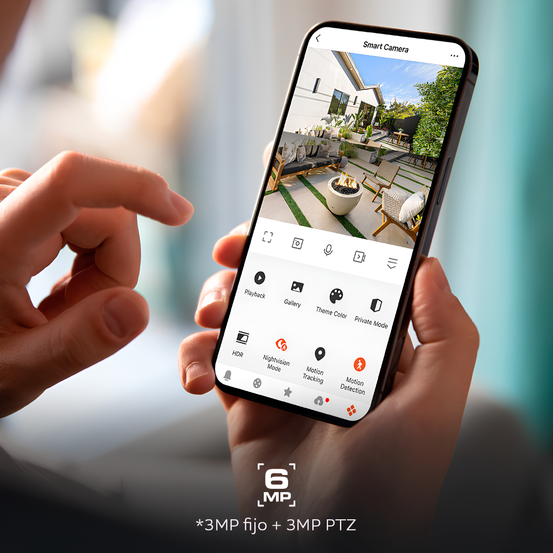 Cámara Inteligente Wi-Fi Nexxt Home Doble Lente PTZ 2K QHD con Reflector para Exterior NHC-FP50DL
