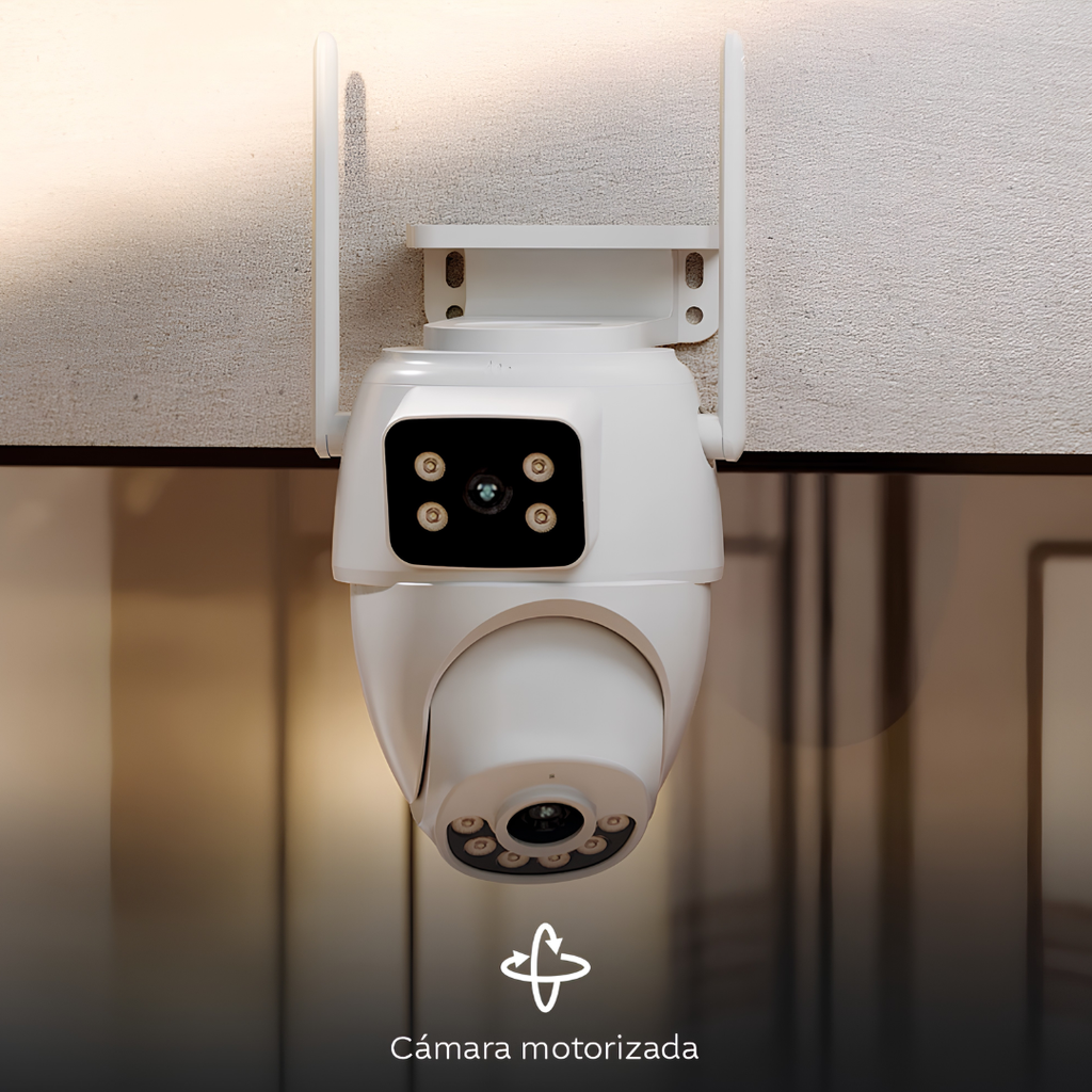Cámara Inteligente Wi-Fi Nexxt Home Doble Lente PTZ 2K QHD para Exterior NHC-OP30DL con Visión Nocturna y Audio Bidireccional