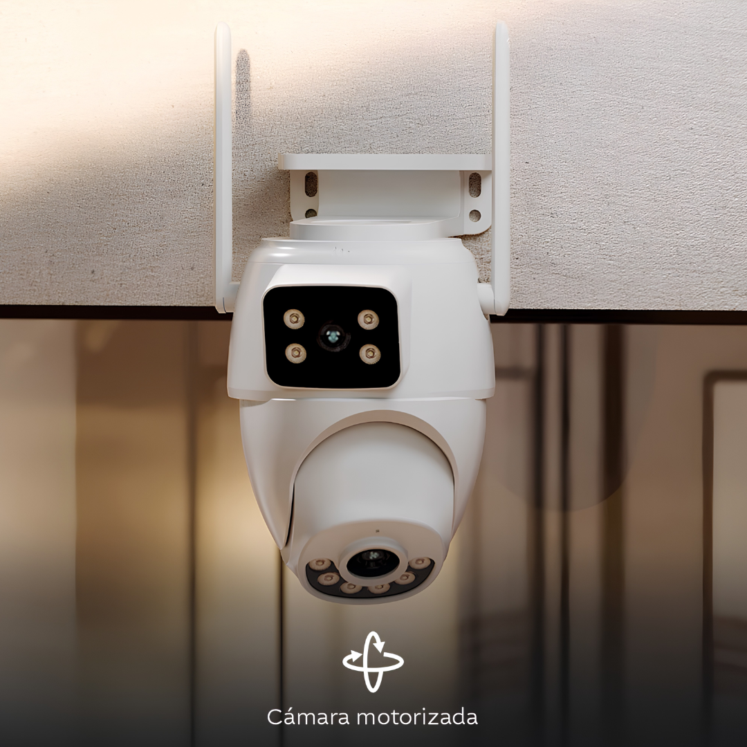 Cámara Inteligente Wi-Fi Nexxt Home Doble Lente PTZ 2K QHD para Exterior NHC-OP30DL con Visión Nocturna y Audio Bidireccional