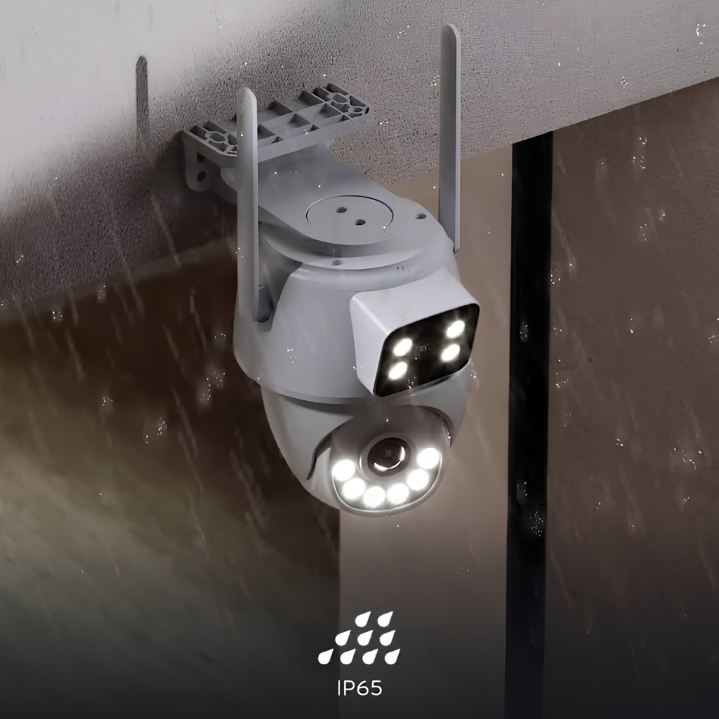 Cámara Inteligente Wi-Fi Nexxt Home Doble Lente PTZ 2K QHD para Exterior NHC-OP30DL con Visión Nocturna y Audio Bidireccional