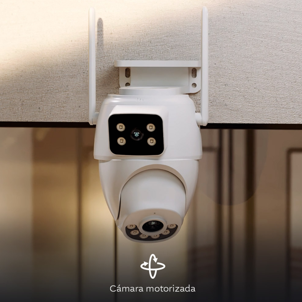 Cámara Inteligente Wi-Fi Nexxt Home Doble Lente PTZ 2K QHD para Exterior NHC-OP30DL con Visión Nocturna y Audio Bidireccional