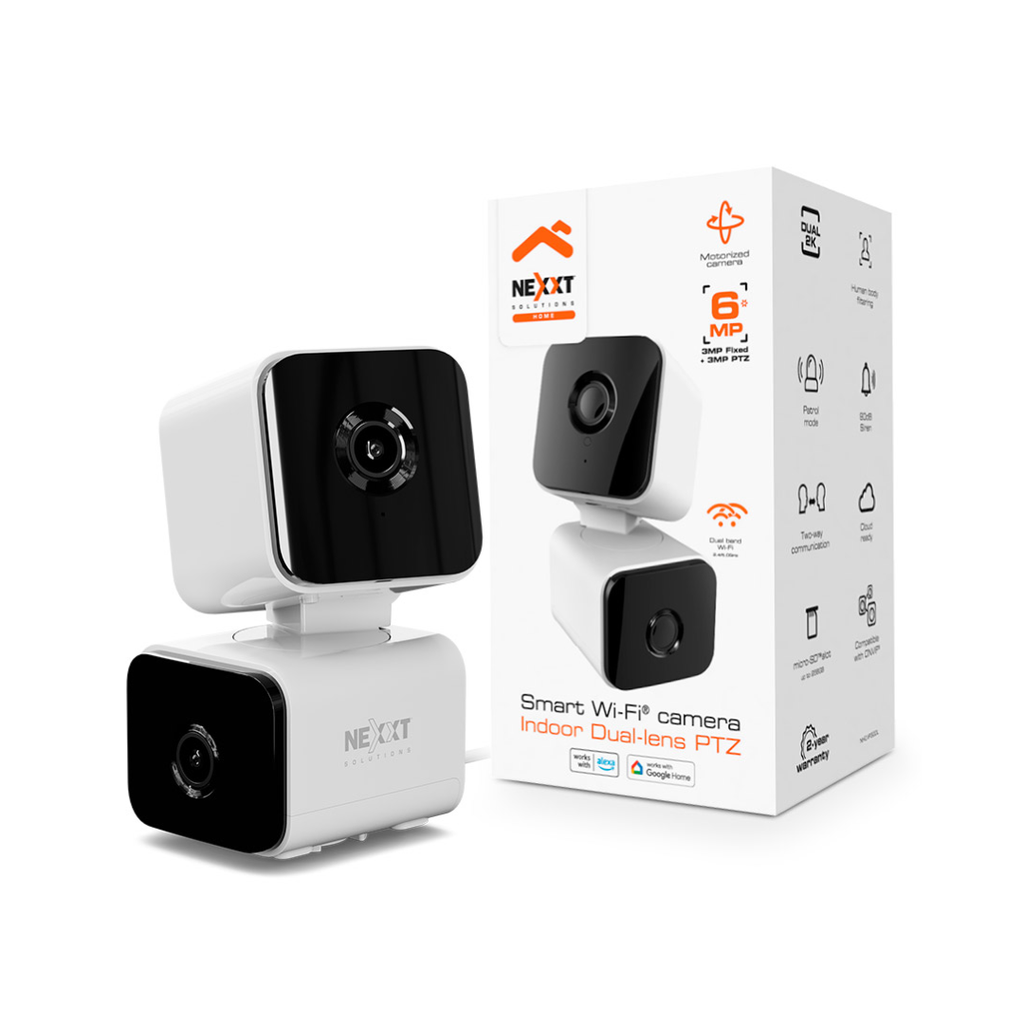 Cámara Inteligente Wi-Fi PTZ de Doble Lente Nexxt Home 2K QHD NHC-IP30DL para Interior con Audio Bidireccional