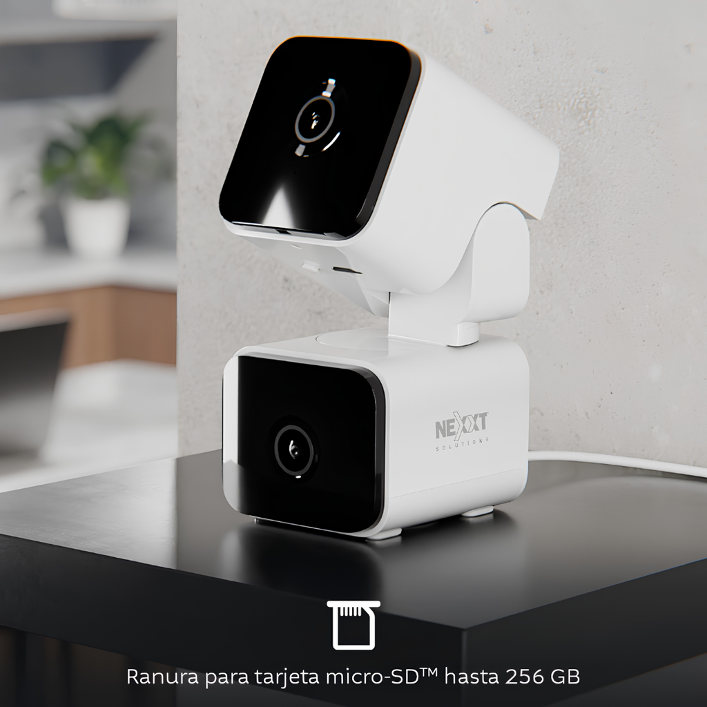 Cámara Inteligente Wi-Fi PTZ de Doble Lente Nexxt Home 2K QHD NHC-IP30DL para Interior con Audio Bidireccional