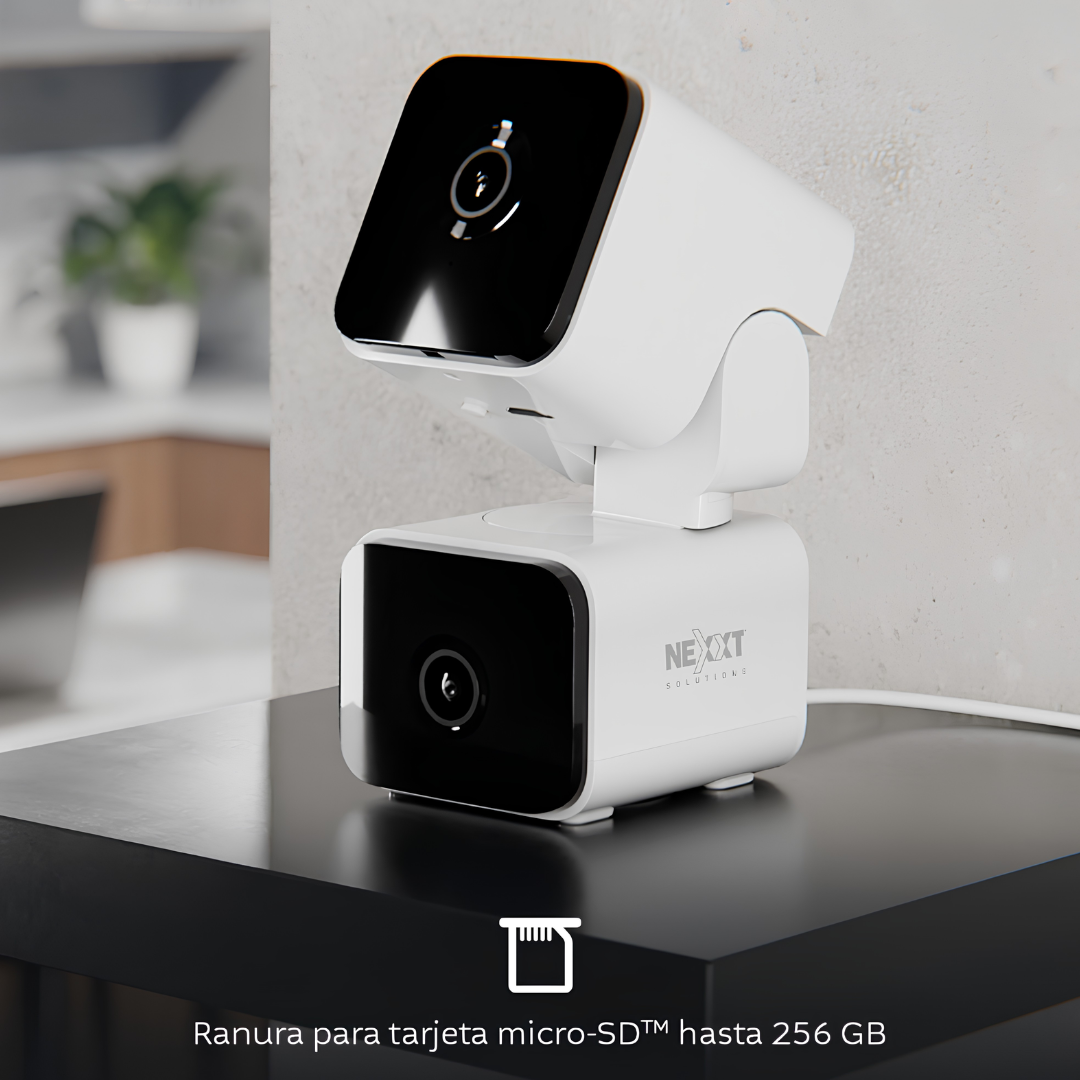 Cámara Inteligente Wi-Fi PTZ de Doble Lente Nexxt Home 2K QHD NHC-IP30DL para Interior con Audio Bidireccional