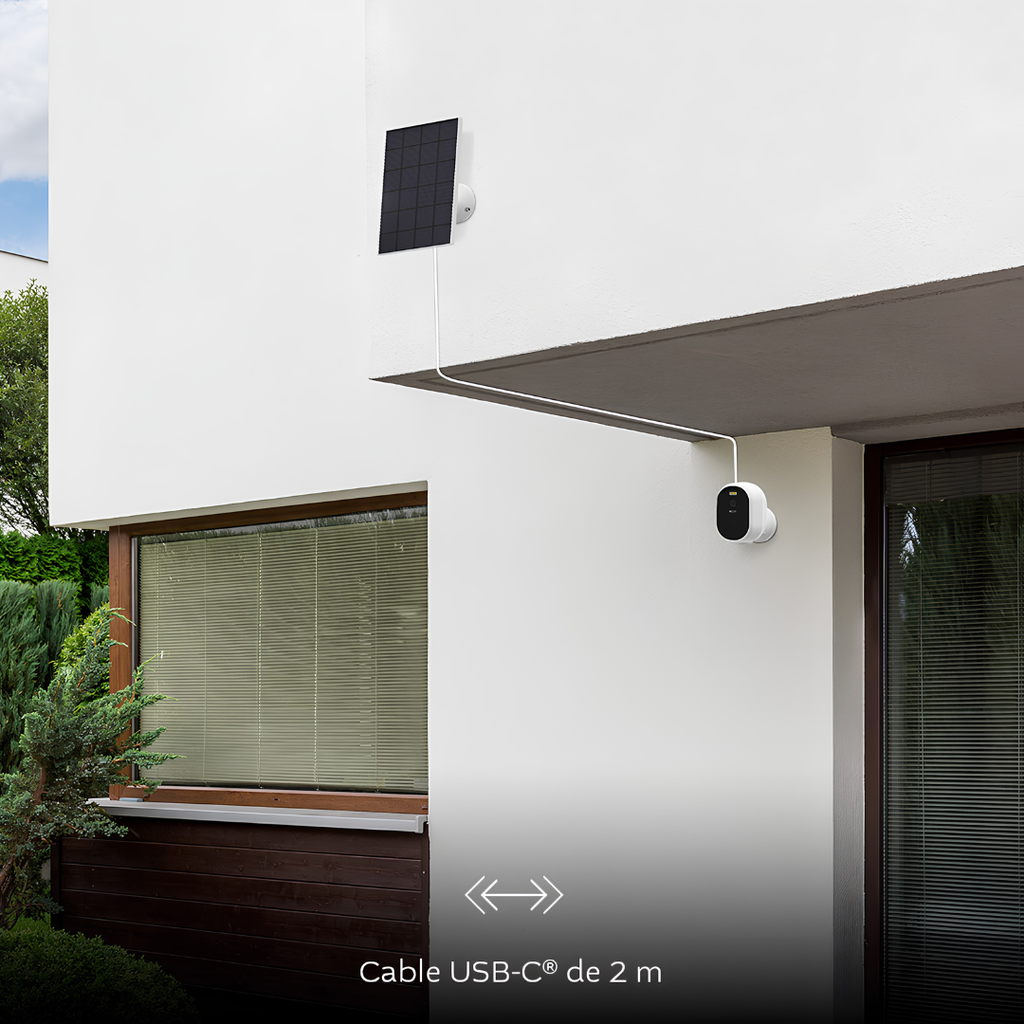 Cámara Solar Inteligente Wi-Fi Nexxt Home 2K+ para Interior y Exterior NHC-OF20S con Panel Solar, Visión Nocturna y Audio Bidireccional