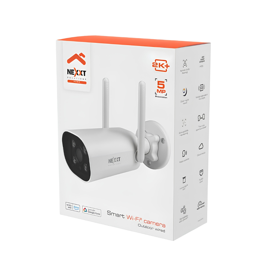 Cámara de Seguridad Nexxt Home NHC-OF10 Wi-Fi 2K+ 5MP para Exterior IP65 con Visión Nocturna