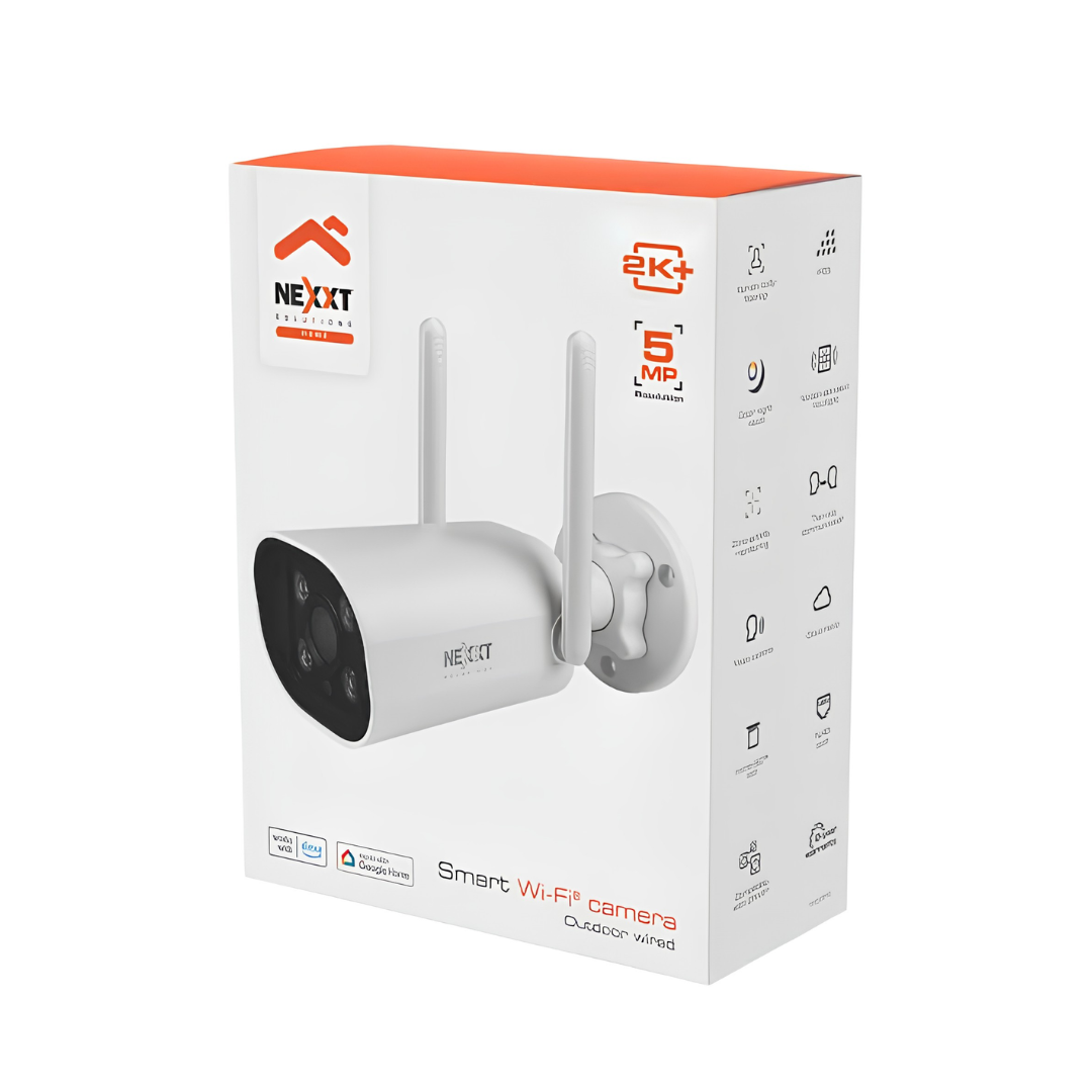 Cámara de Seguridad Nexxt Home NHC-OF10 Wi-Fi 2K+ 5MP para Exterior IP65 con Visión Nocturna