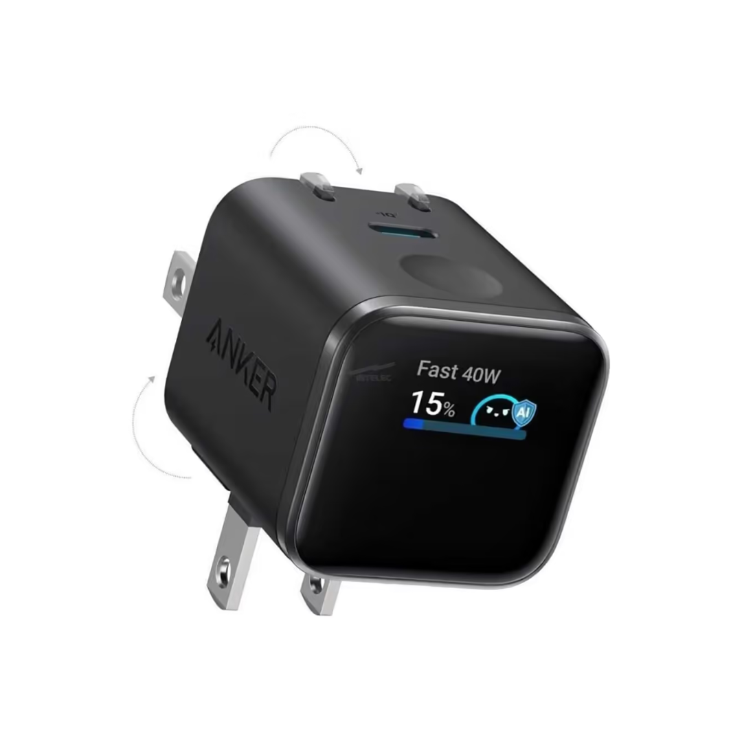 Cargador Anker Nano A121D USB-C 45W GaN con Pantalla Inteligente y Enchufe Plegable 180°