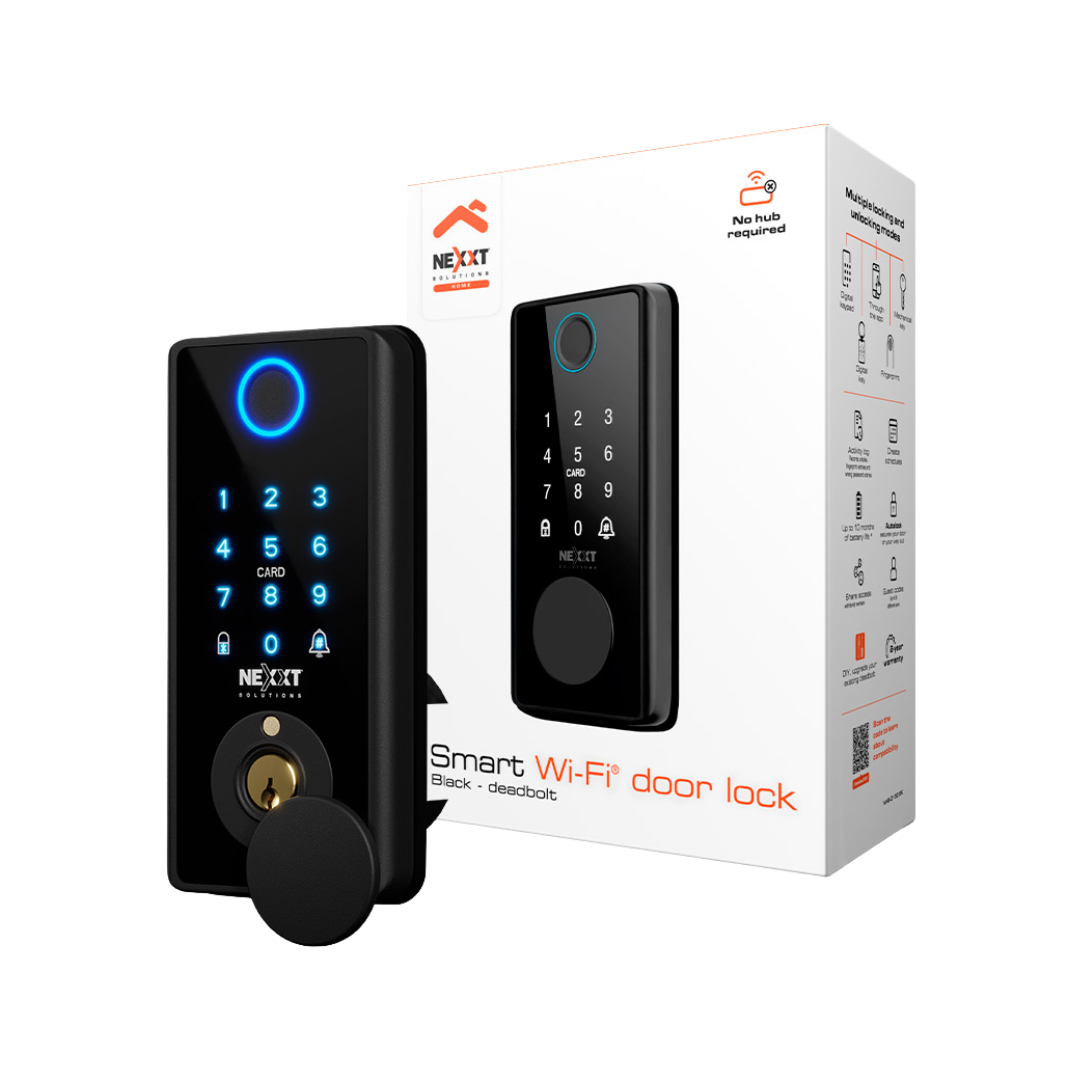 Cerradura Inteligente Nexxt Home NHS-D150 Wi-Fi de Acero Inoxidable con Huella Digital y Teclado