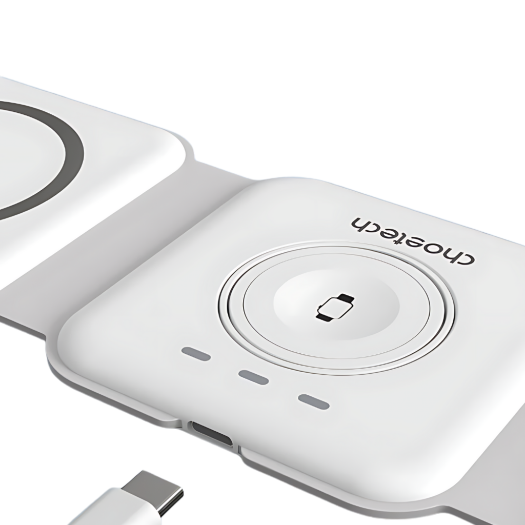 Choetech T587-F Cargador Inalámbrico Magnético 3 en 1 15W para iPhone, AirPods y Apple Watch