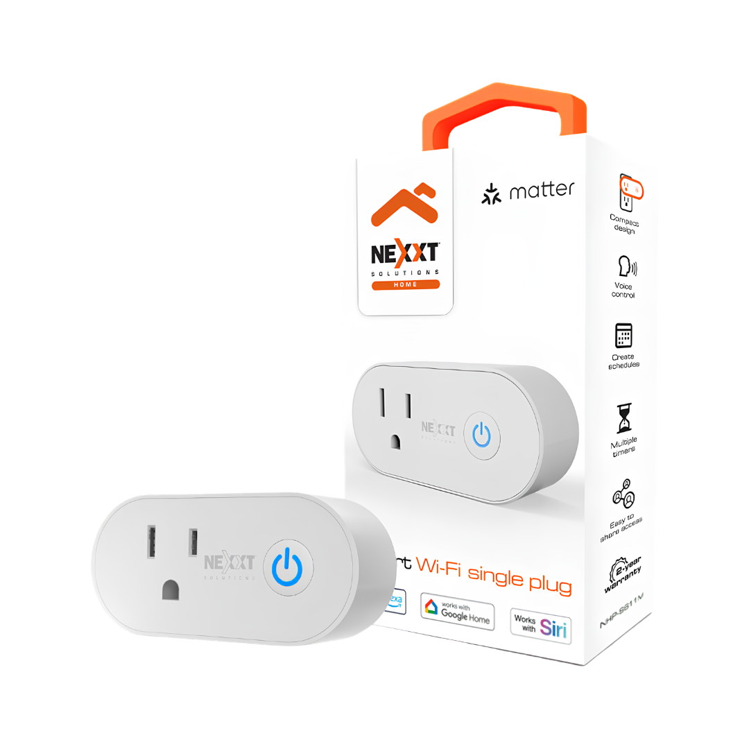 Enchufe Inteligente Nexxt Home NHP-S611M Wi-Fi Matter 1250W Compatible con Alexa, Google Home, Apple Home y SmartThings