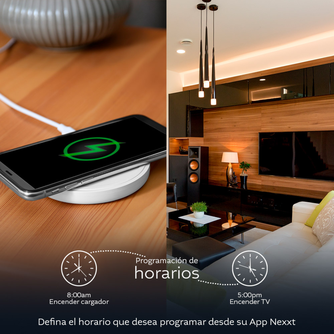 Protector de Sobretensión Inteligente Nexxt Home NHP-T615 Wi-Fi 1875W 900J con 4 Tomacorrientes, USB-A y USB-C
